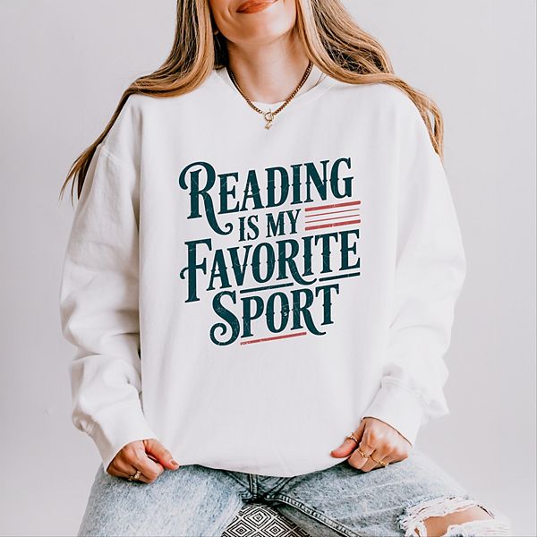 

Читать - мой любимый спорт, свитшот женский легкий garment dyed в полоску Simply Sage Market, White