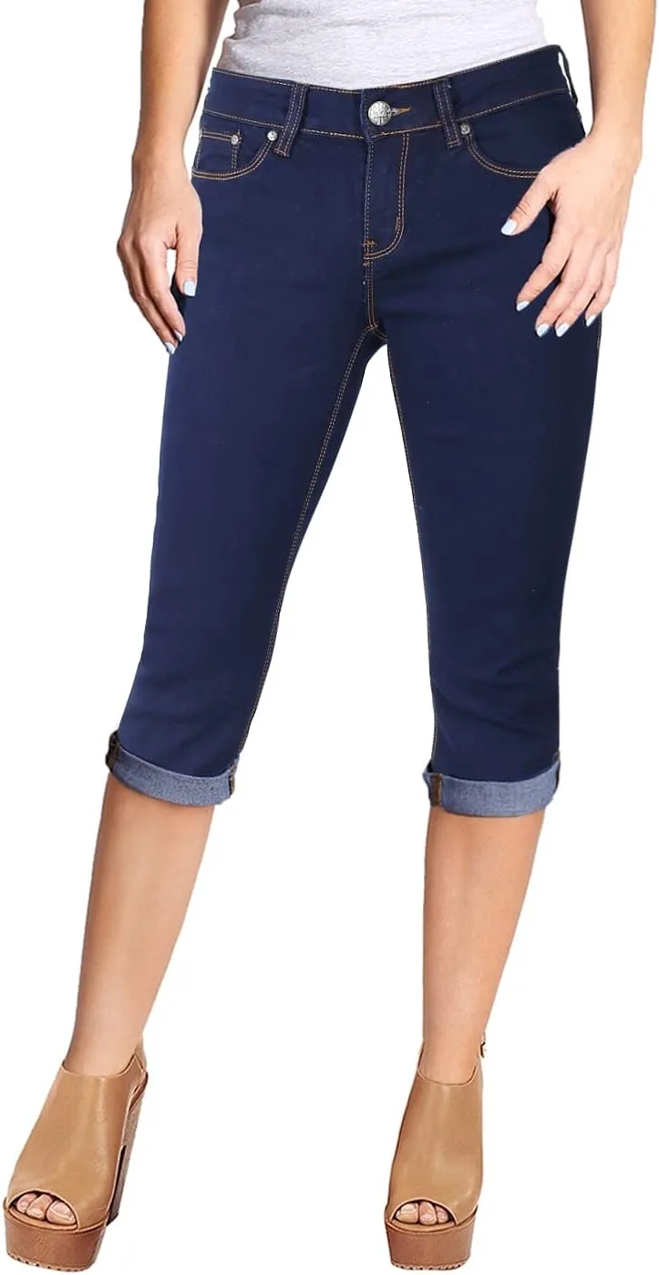 

2LUV Женские обтягивающие джинсы капри с пятью карманами и потертостями