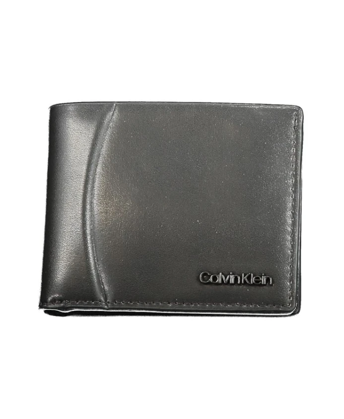 

Черный кожаный кошелек с защитой от RFID-сканирования. Calvin Klein, черный