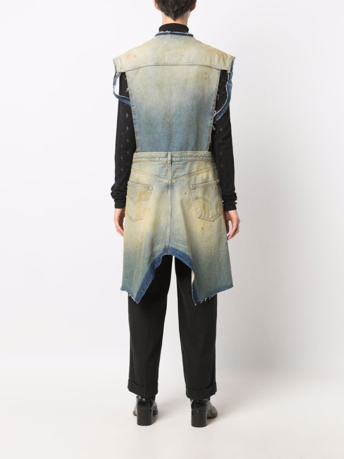 Maison Margiela джинсовый жилет Derelict асимметричного кроя, зеленый — фото 4