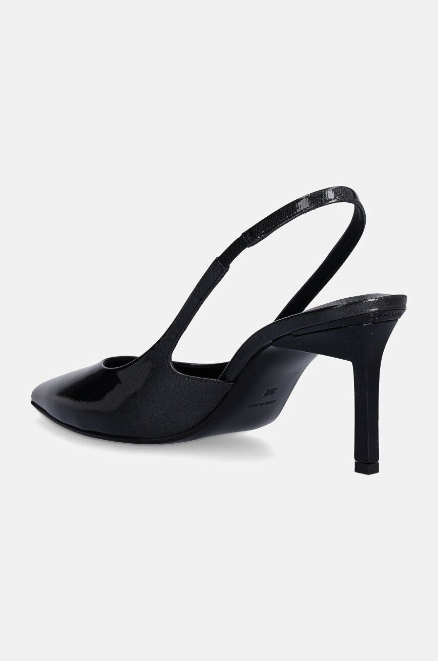 Кожаные туфли Calvin Klein на каблуке HEEL SLINGBACK PUMP 70 SAFF LTH, черный — фото 4