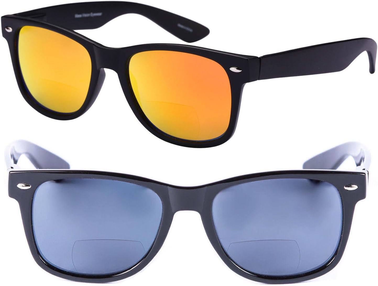 

Солнцезащитные очки для чтения Lovin Rays с двумя парами поляризованных, практически невидимых бифокальных линз, обеспечивающие максимальную защиту от УФ-излучения и оснащенные пружинными шарнирами, Black/Solar Orange