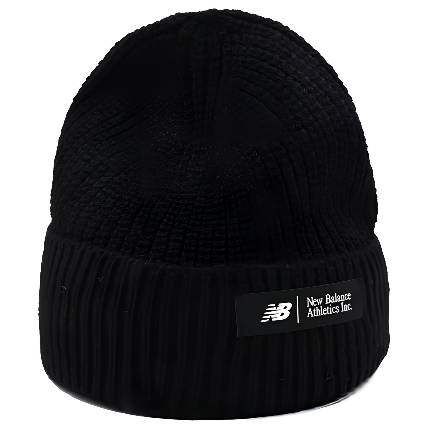 

New Balance Вязаная шапка унисекс черная из акрила полиэстера и овечьей шерсти, Black