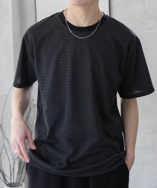 

NAVY Футболка-поло с полосками, экипажный воротник, цвет черный/серый