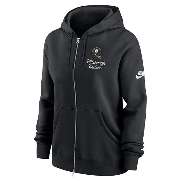 Женская черная толстовка с капюшоном Pittsburgh Steelers Phoenix Rewind на молнии Nike — фото 2