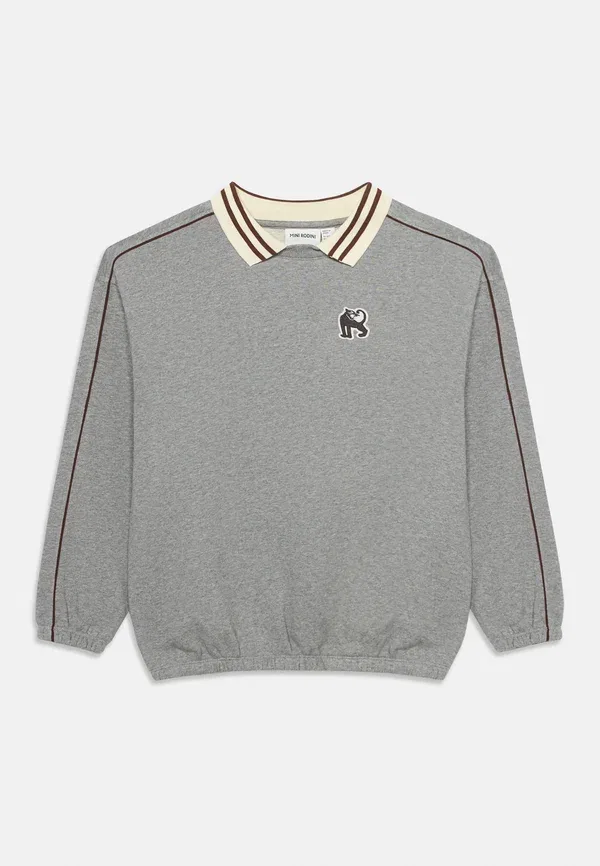 Толстовка Panther patch piping collar sweatshirt Mini Rodini, серый меланж