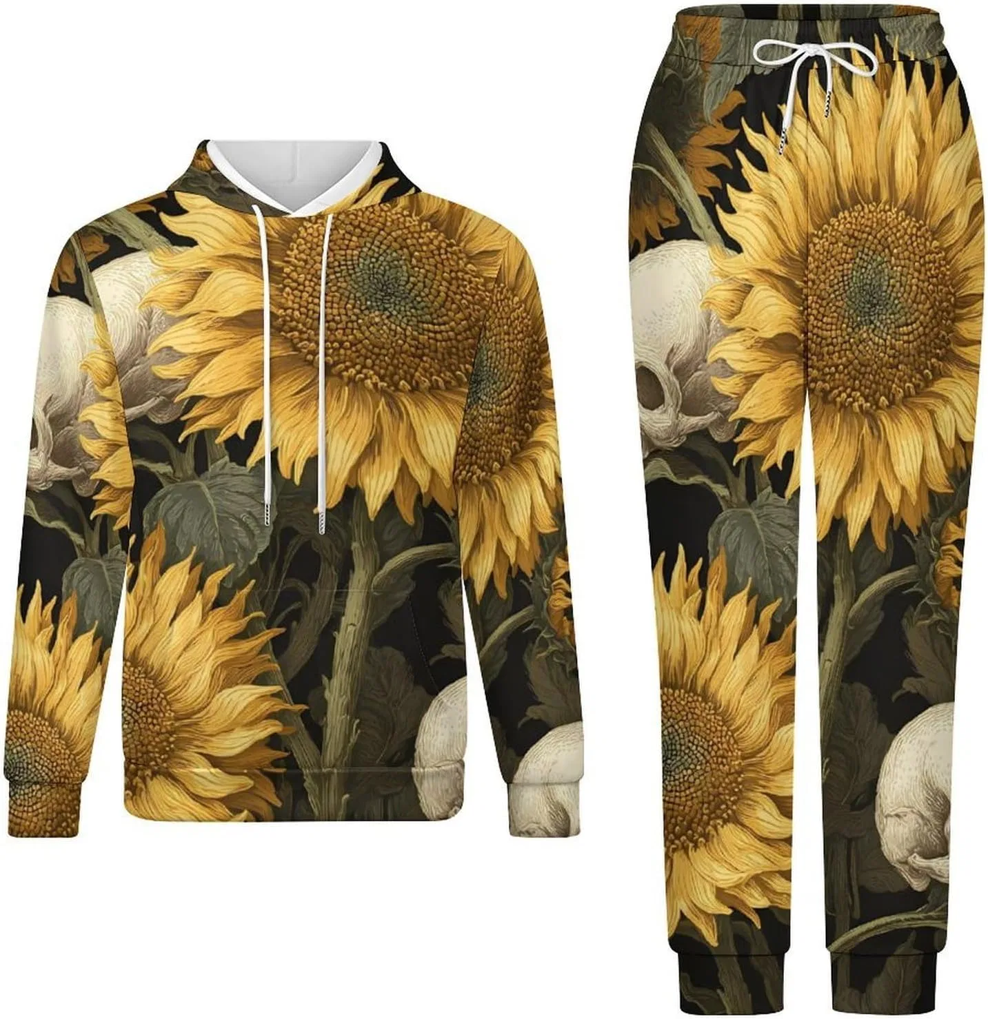 Женский спортивный костюм с принтом Sunflowers with Skulls, 2 предмета, Style — фото 3