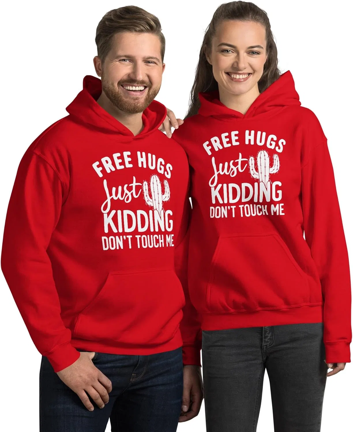 Free Hugs Just Kidding Don't Touch Me Cactus забавный унисекс худи, отличный подарок для любителей кактусов, суккулентов и растений Generic, темно-синий — фото 4