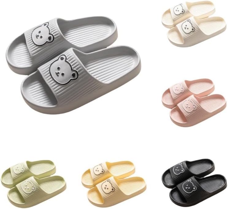 

Милые тапочки с медведем для женщин, летние, мягкие, на платформе, нескользящие, для дома и улицы, кавайные подарки для женщин и мужчин Albiva, серый