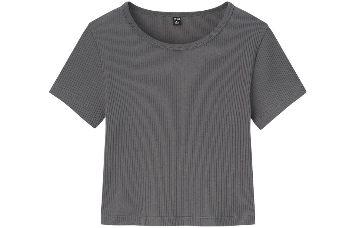 

Женский укороченный топ UNIQLO, цвет Asphalt Gray