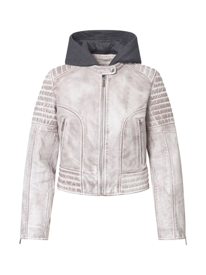 

Кожаная куртка Bolongaro Trevor Lederjacke ROBYN HOODIED BIKER, цвет Wolkentänzerin