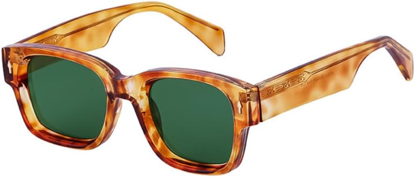 

Популярные солнцезащитные очки в стиле ретро с толстой квадратной оправой и заклепками, с защитой от УФ-излучения UV400, подходят для женщин и мужчин MTZJH, Amber Dark Green