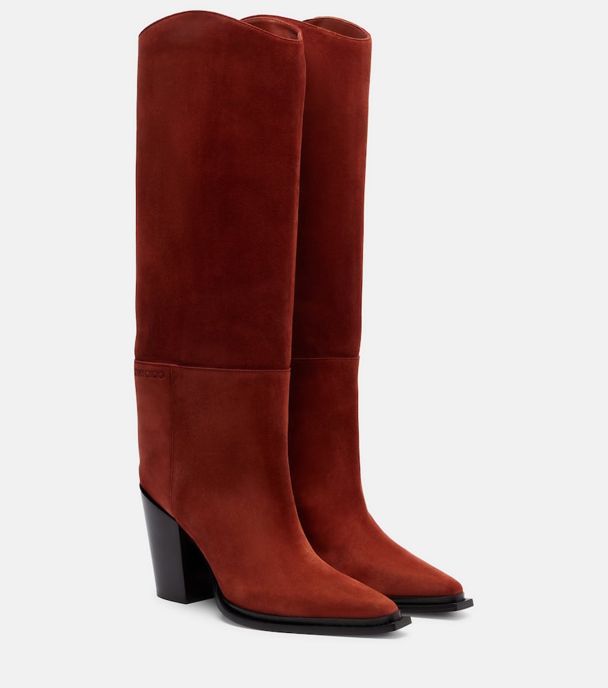 Ботинки замшевые высокие до колена Jimmy Choo, Cognac