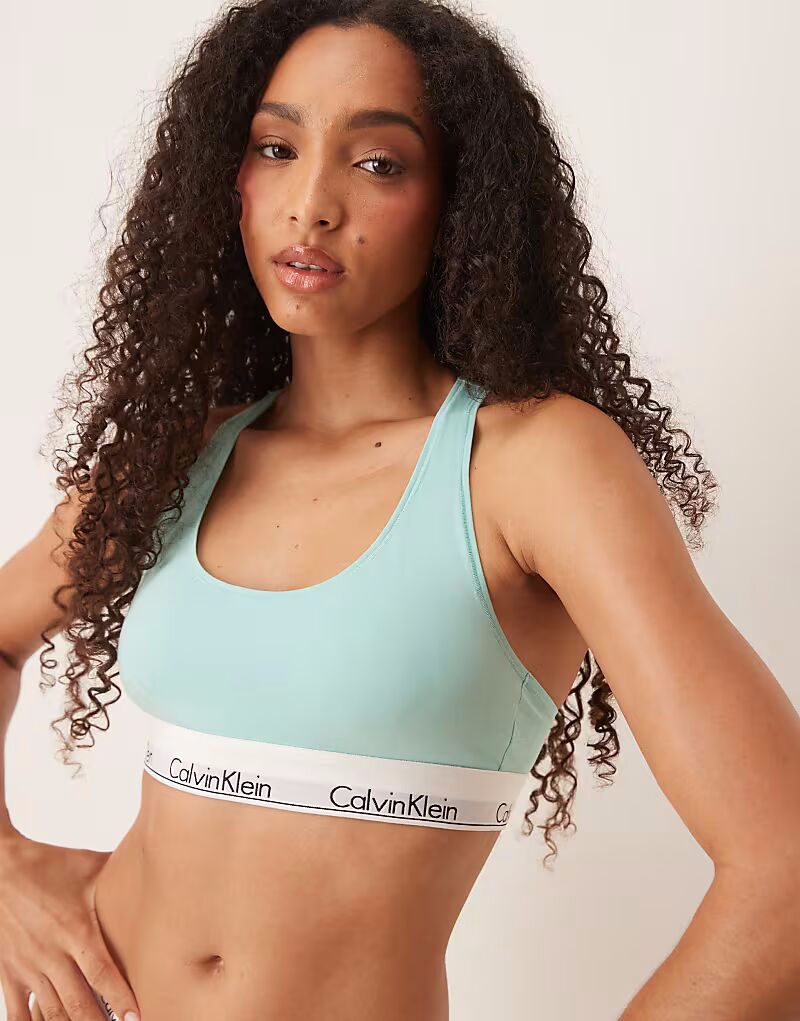 

Бюстгальтер-бралетт Modern Cotton мятно-голубого цвета Calvin Klein