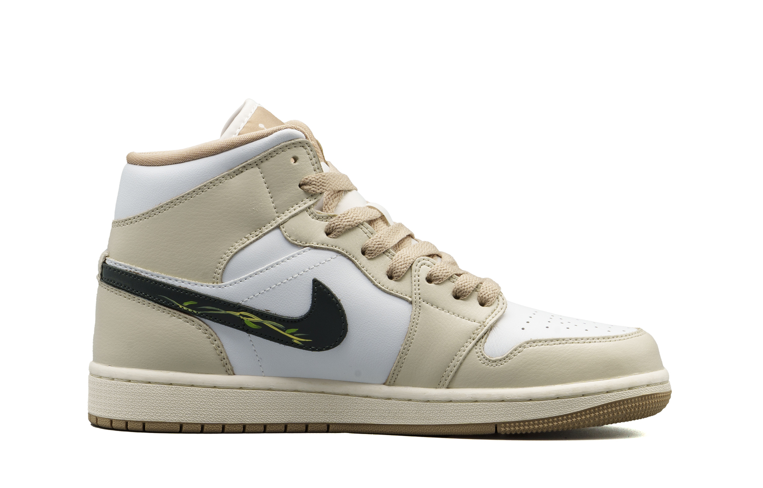 Кроссовки Unisex Beige Mid top Vintage Basketball с амортизацией Air 1 и износостойкой подошвой Jordan, бежевыйbox — фото 4