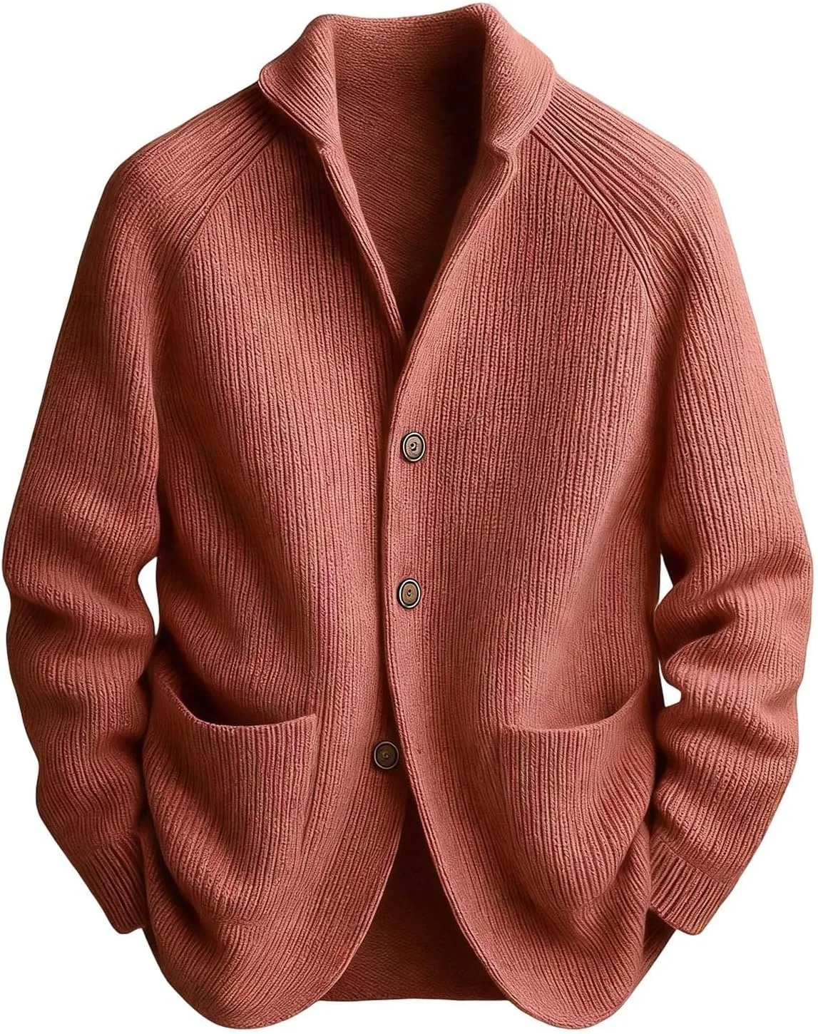 

Мужской кардиган из трикотажа легкий с длинными рукавами и пуговицами