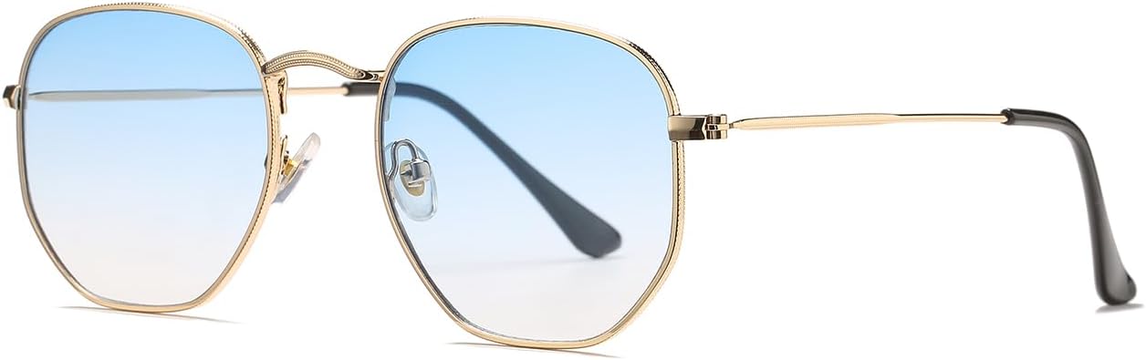 

Солнцезащитные очки HJSTES маленького размера с поляризацией, модные, в шестиугольной металлической оправе, с зеркальными линзами и защитой от УФ-излучения, B07 Gold/Gradient Blue