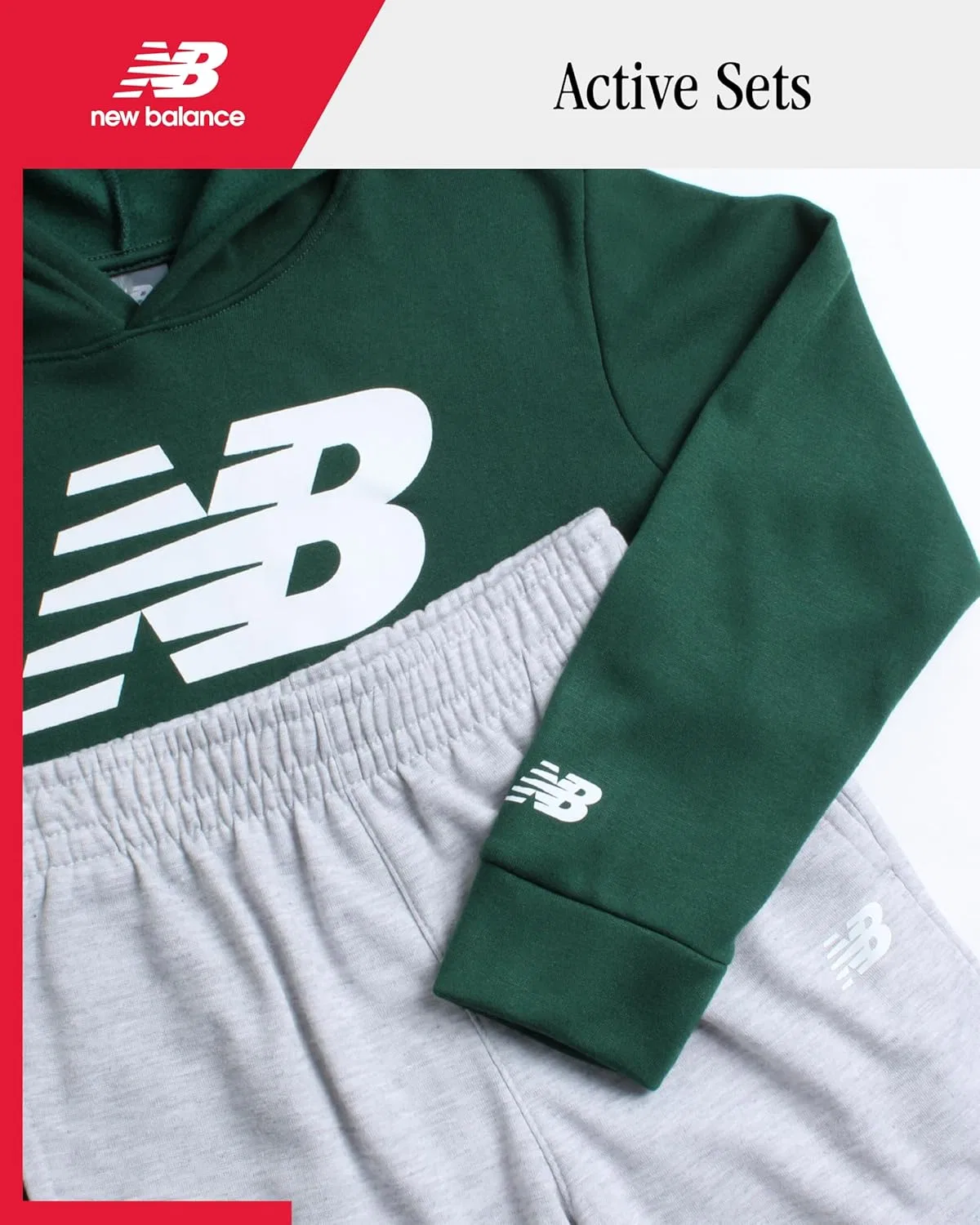 Детский спортивный костюм из флиса New Balance, 2 предмета, Green Grey — фото 2