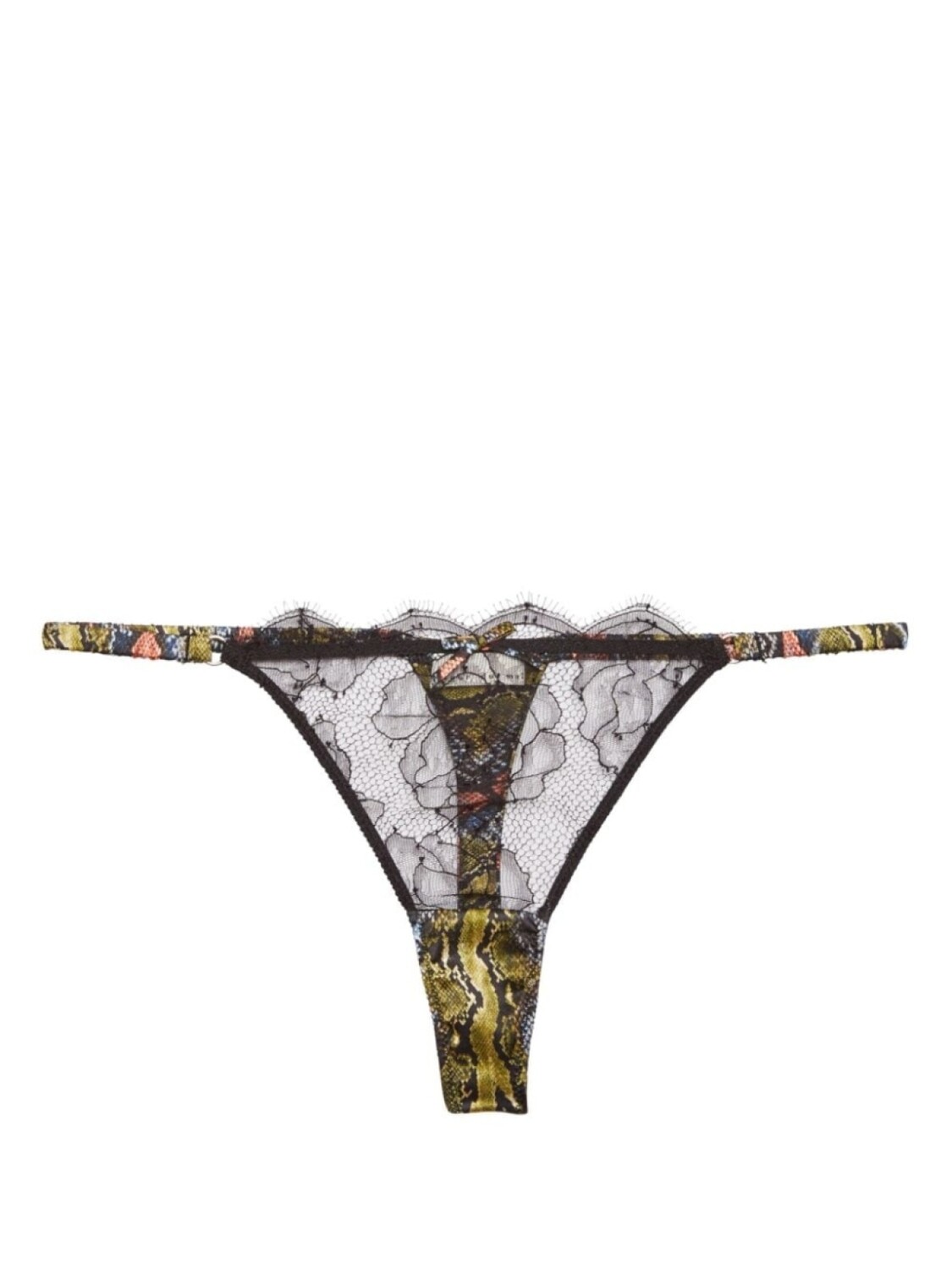 

Fleur Du Mal трусы-стринги Rose Lace со змеиным принтом, черный