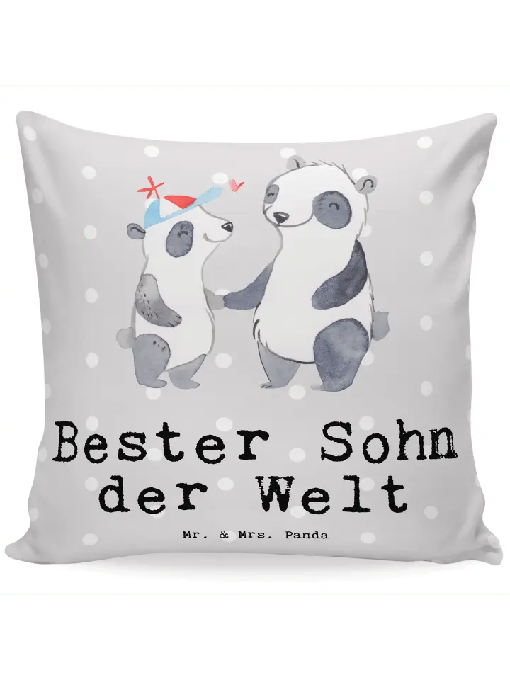 

Подушка Mr & Mrs Panda 40x40 Panda Bester Sohn der Welt, пастельно-серый