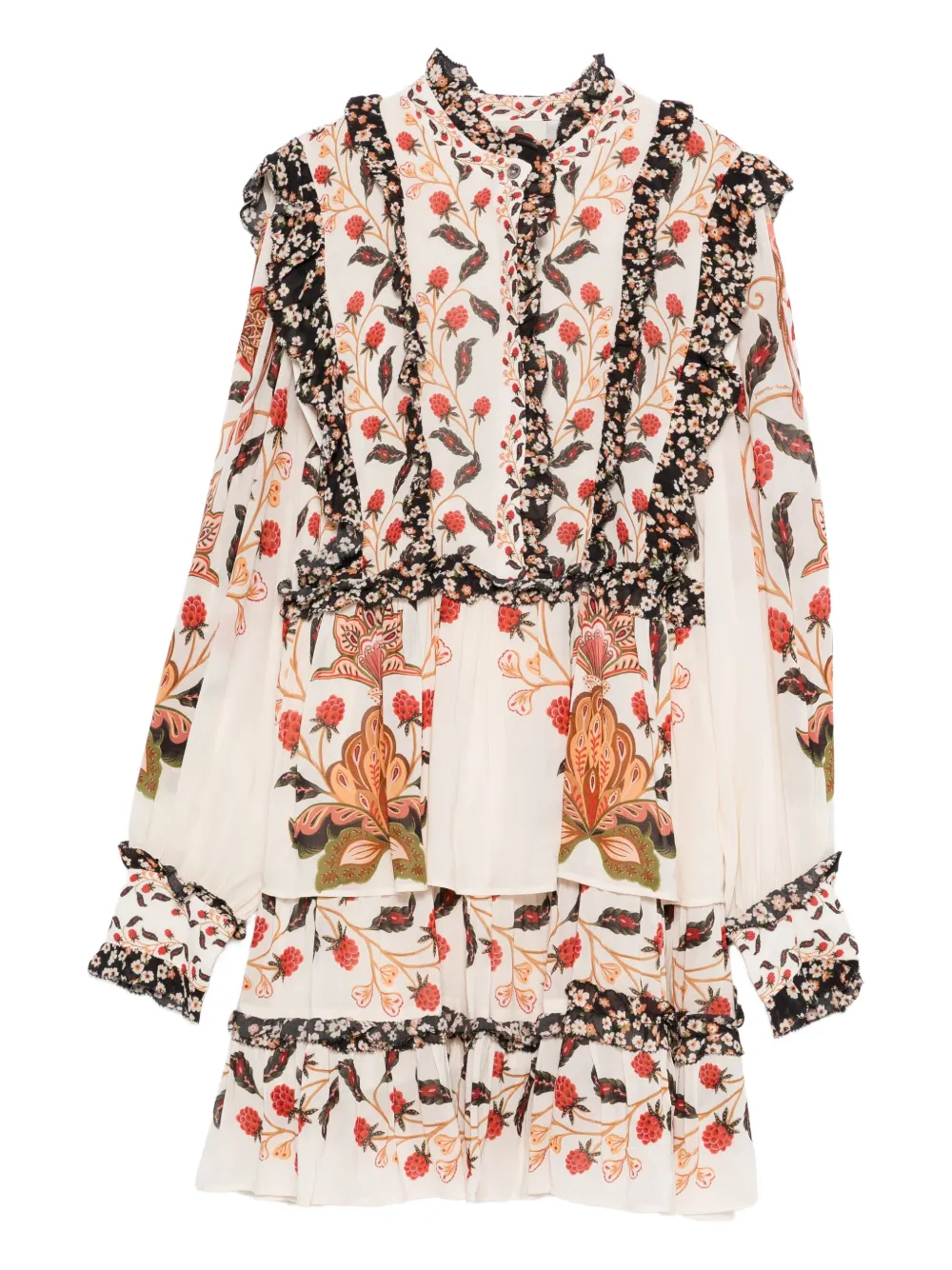 

Платье с оборками и цветочным принтом FARM Rio, нейтральный