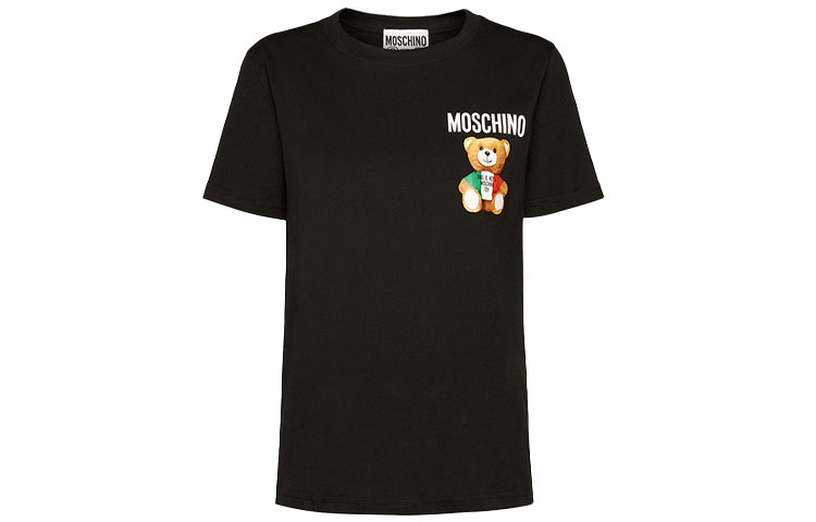 

MOSCHINO Обычная футболка женская черная, Черный, MOSCHINO Обычная футболка женская черная
