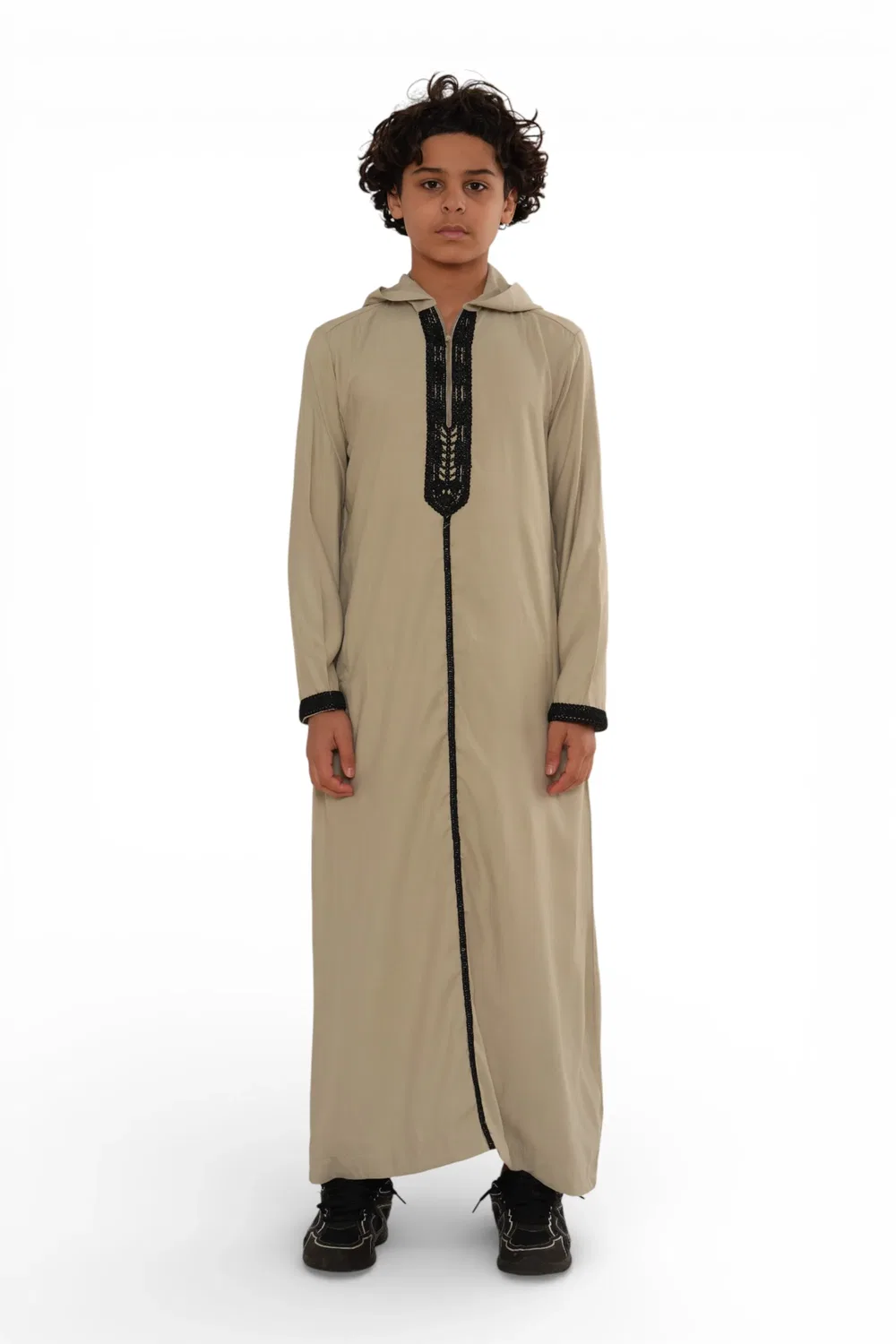 Arabic Thobes Детский марокканский халат Тобе серого цвета с капюшоном для мальчиков Джеллаба Рамадан Джубба- K-HM3