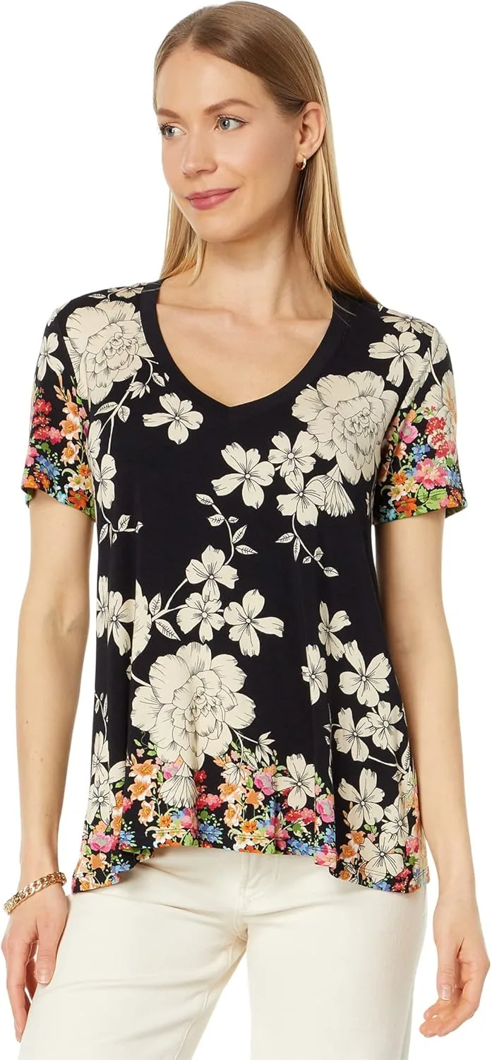 

Johnny Was Redland Favorite короткий рукав V-образный вырез майка