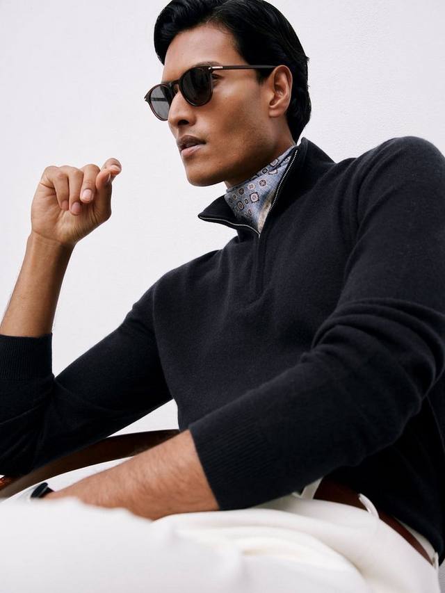 

Королевский полу-зип кашемировый джемпер Reiss, Navy