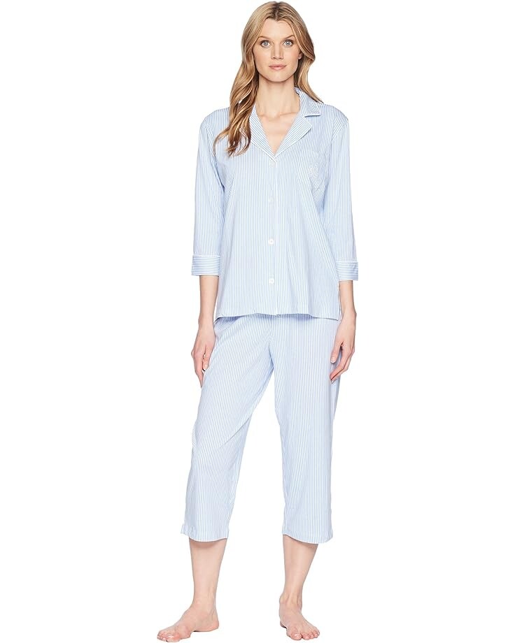 

Пижама LAUREN Ralph Lauren Essentials Bingham Knits Capri, цвет French Blue Stripe