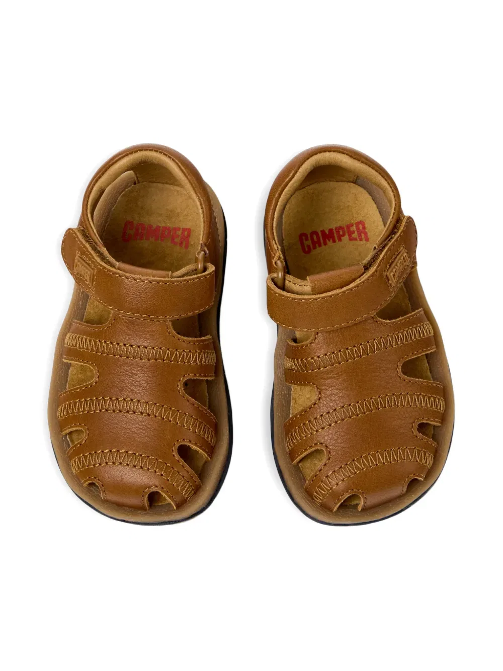 Сандалии-бичо из гладкой кожи Camper Kids, коричневый — фото 4