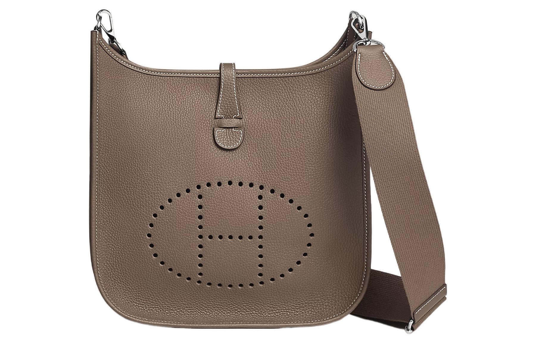 

Сумка кроссбоди Evelyne Clemence из телячьей кожи через плечо унисекс 18 Etoup слоновая серая HERMES