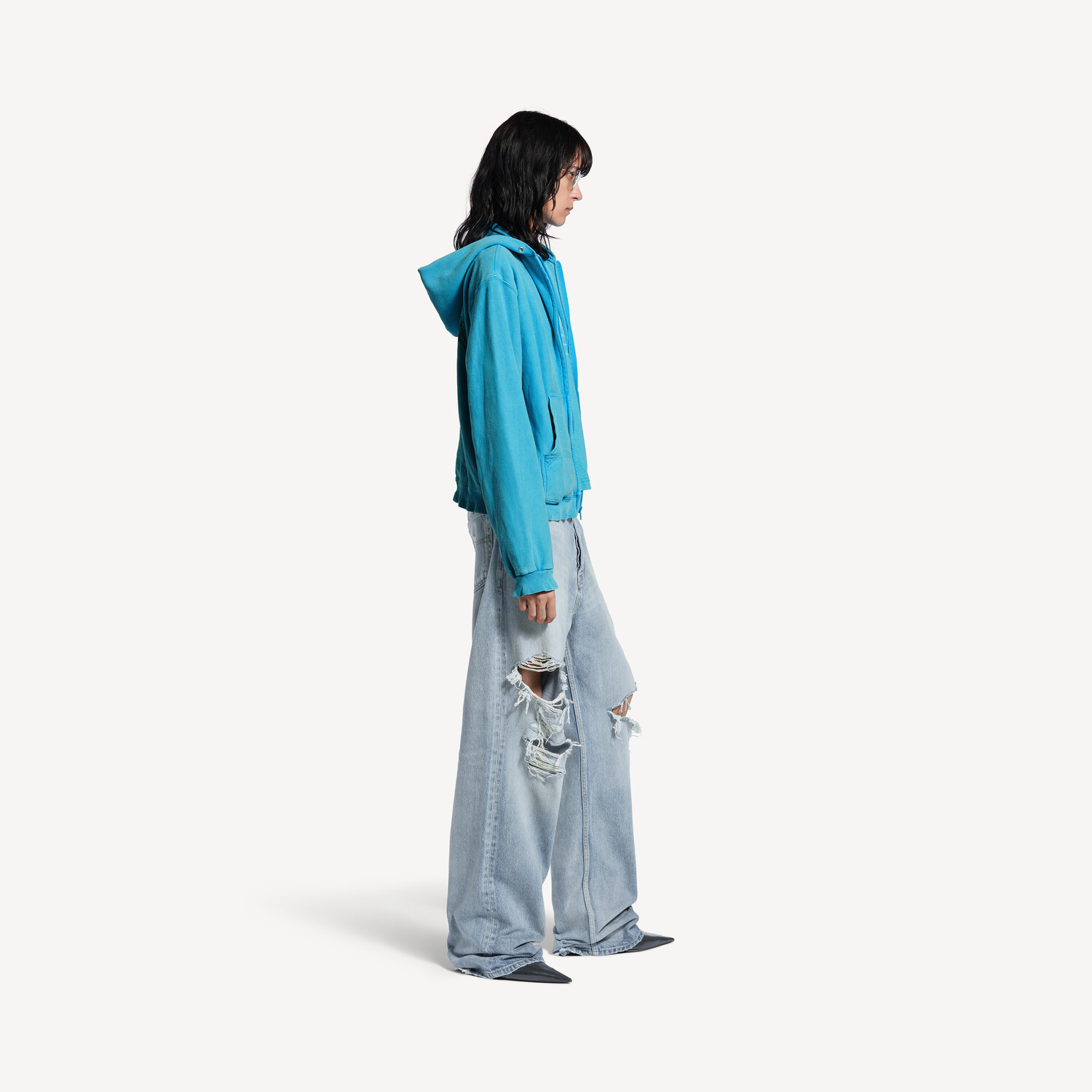 Толстовка Balenciaga Washed Crayon Political Zip-Up, голубой — фото 3