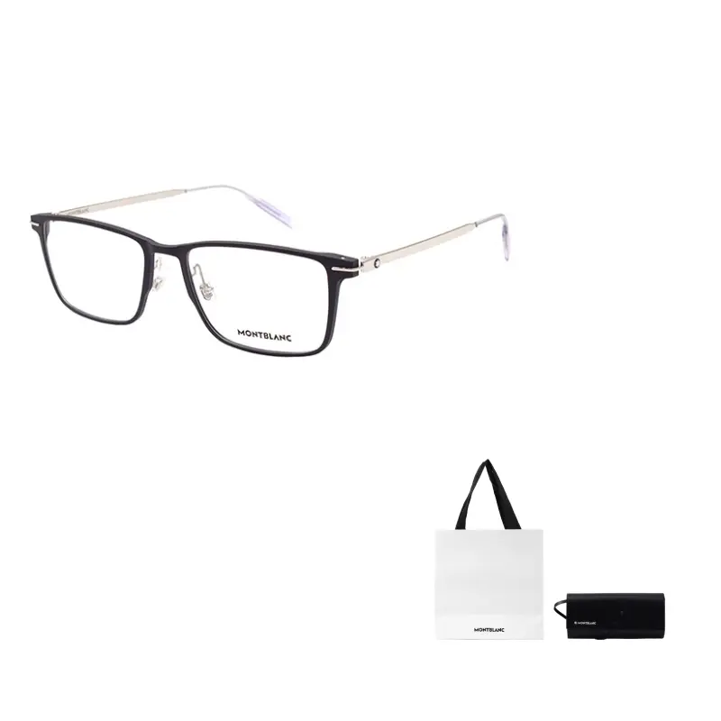 

MONTBLANC Алюминиево-магниевый сплав прямоугольная оправа для очков мужская черная серебристая, Black Silver