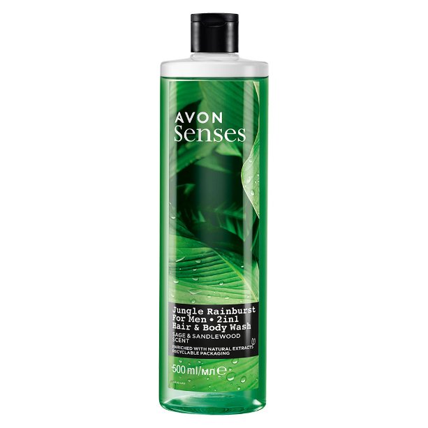 

Avon Senses, Jungle Rainburst, гель для душа, шалфей и сандаловое дерево, 500 мл