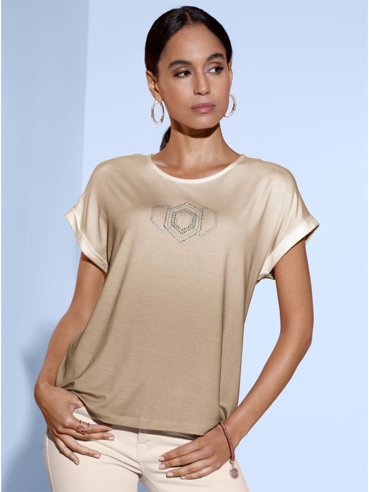 

Рубашка с круглым вырезом цвета экрю с песочным принтом creation L