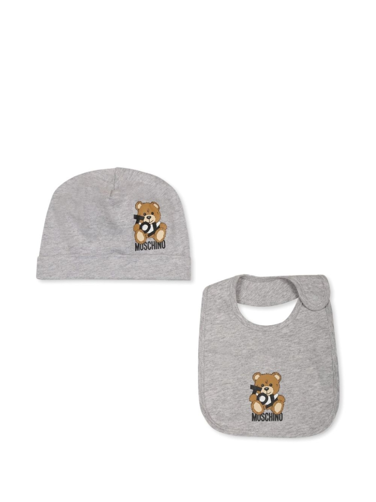 

Комплект из двух шапок бини с принтом Teddy Bear Moschino Kids, серый