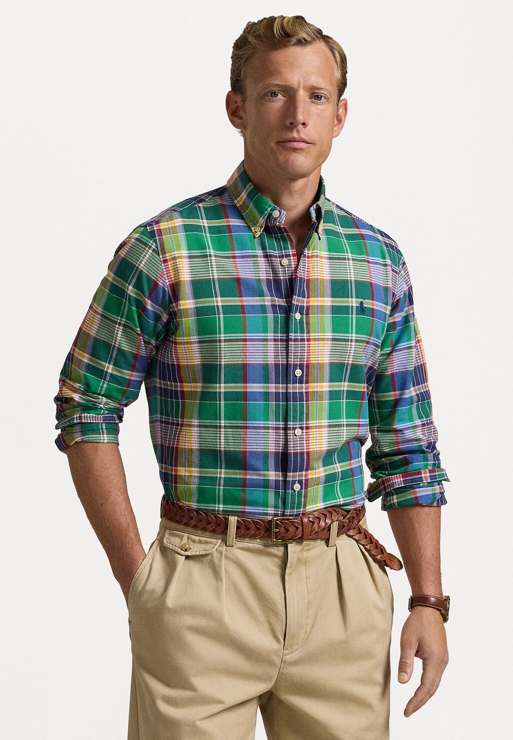 

Рубашка CUSTOM FIT PLAID OXFORD SHIRT Ralph Lauren, зеленый