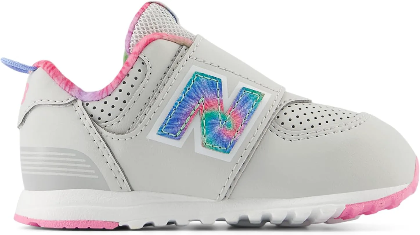 Кроссовки New Balance 574 New-b для маленьких мальчиков на липучке, серый/розовый — фото 2