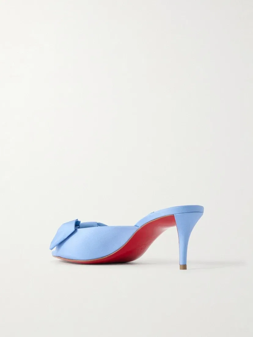 Мюли Mulazee из крепа де шин, украшенные бантом Christian Louboutin, голубой — фото 3