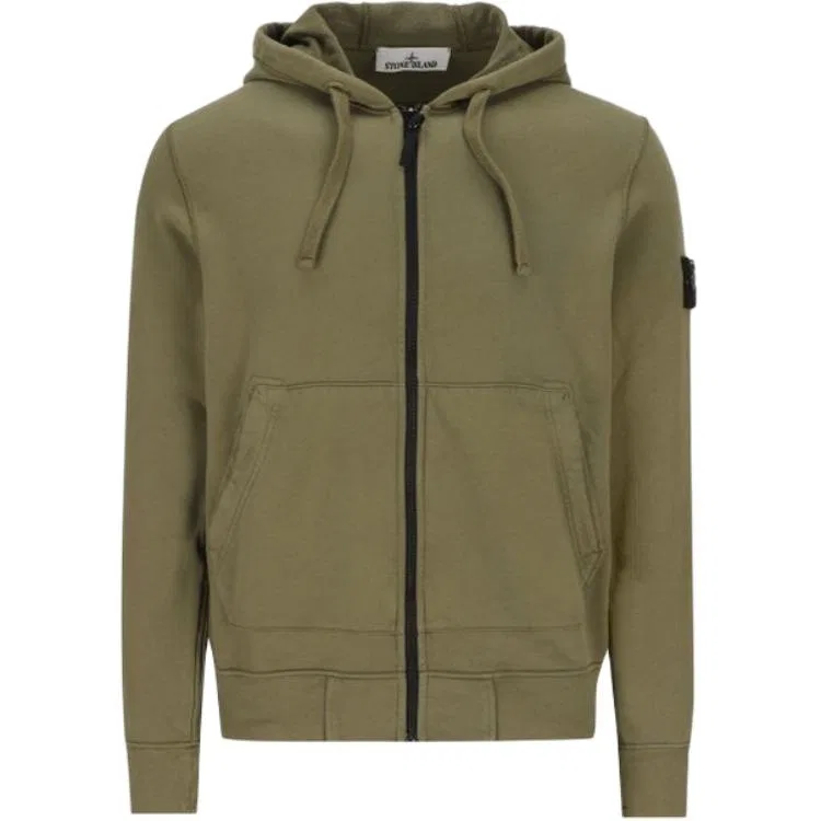 Худи Stone Island с патчем на молнии, зеленое