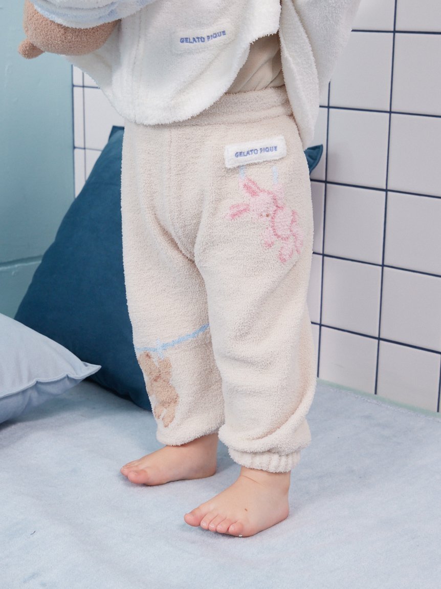 Длинные брюки из жаккарда с рисунком животных от Airy Moco Washing Animal Gelato pique, BEG[037]