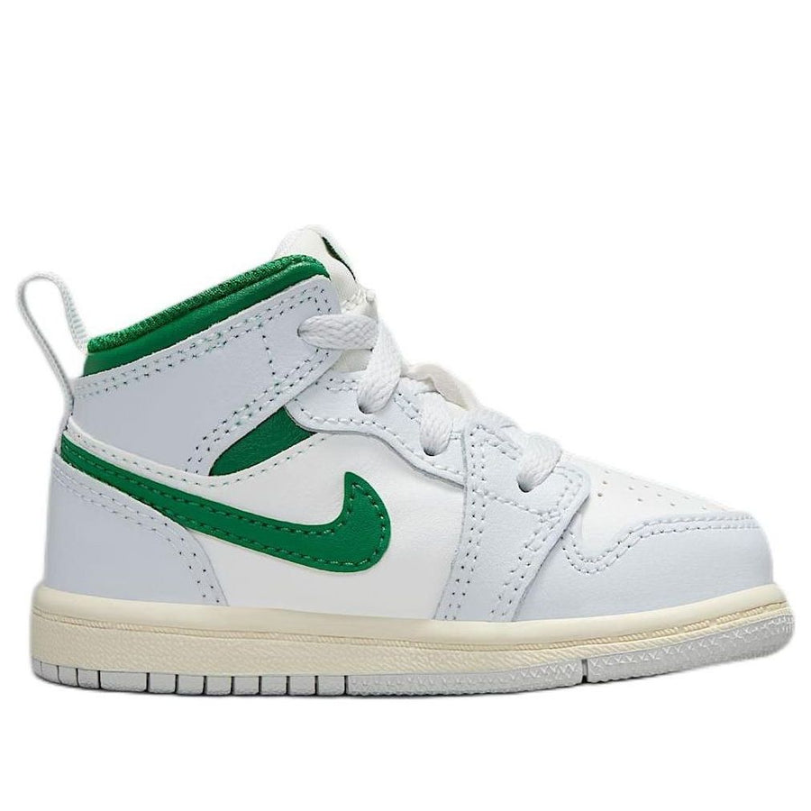 Кроссовки (TD) Air Jordan 1 Mid 'Summit White Pure Platinum Sail Pine Green', зеленый — фото 2