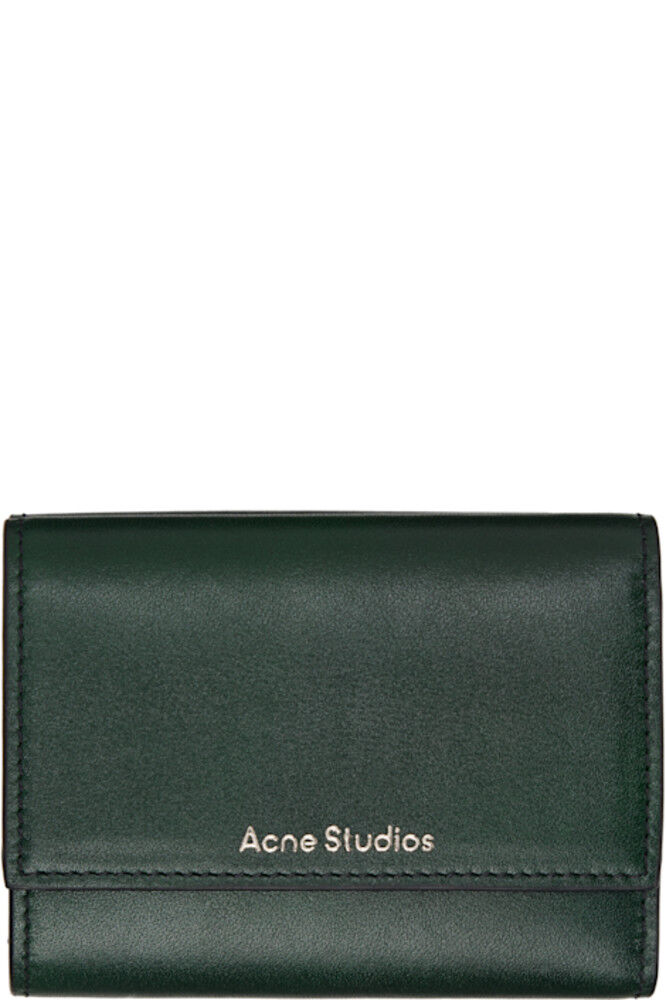 

Зеленый кожаный кошелек тройного сложения Acne Studios