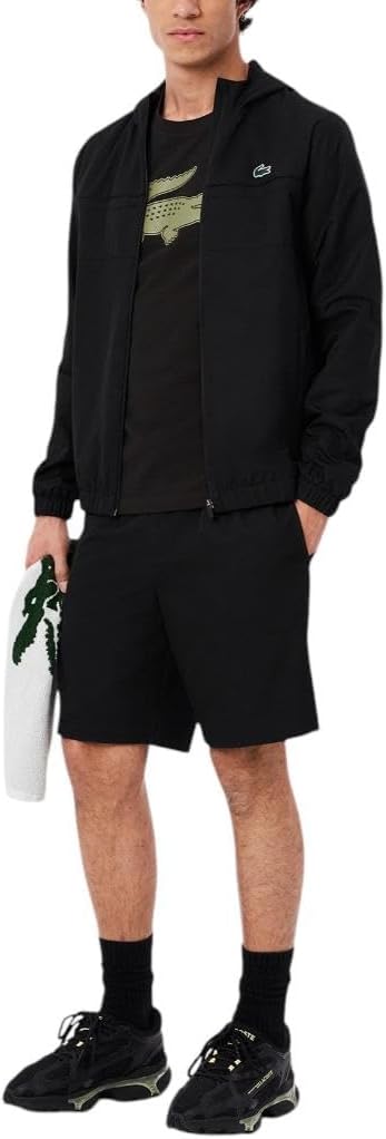 Мужская спортивная футболка Lacoste Ultra Dry XXL с логотипом, Black/Khaki — фото 4