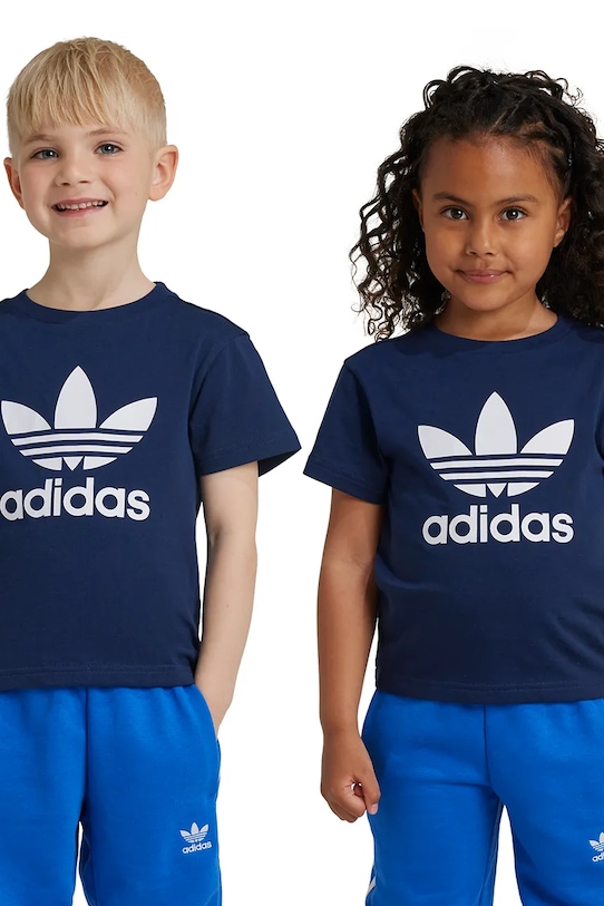 

Детская хлопковая футболка Adidas Originals, темно-синий