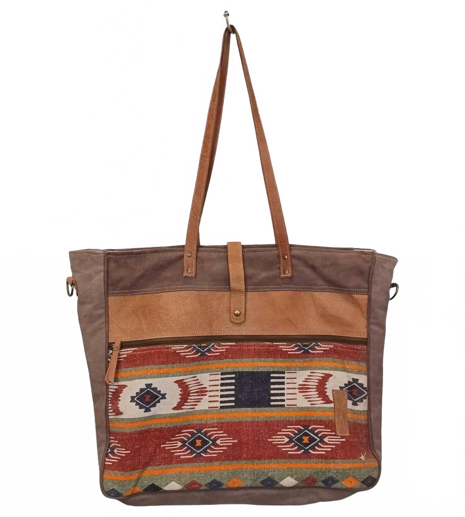 

Женская большая сумка-тоут из кожи и холста коричневого цвета American Darling, коричневый