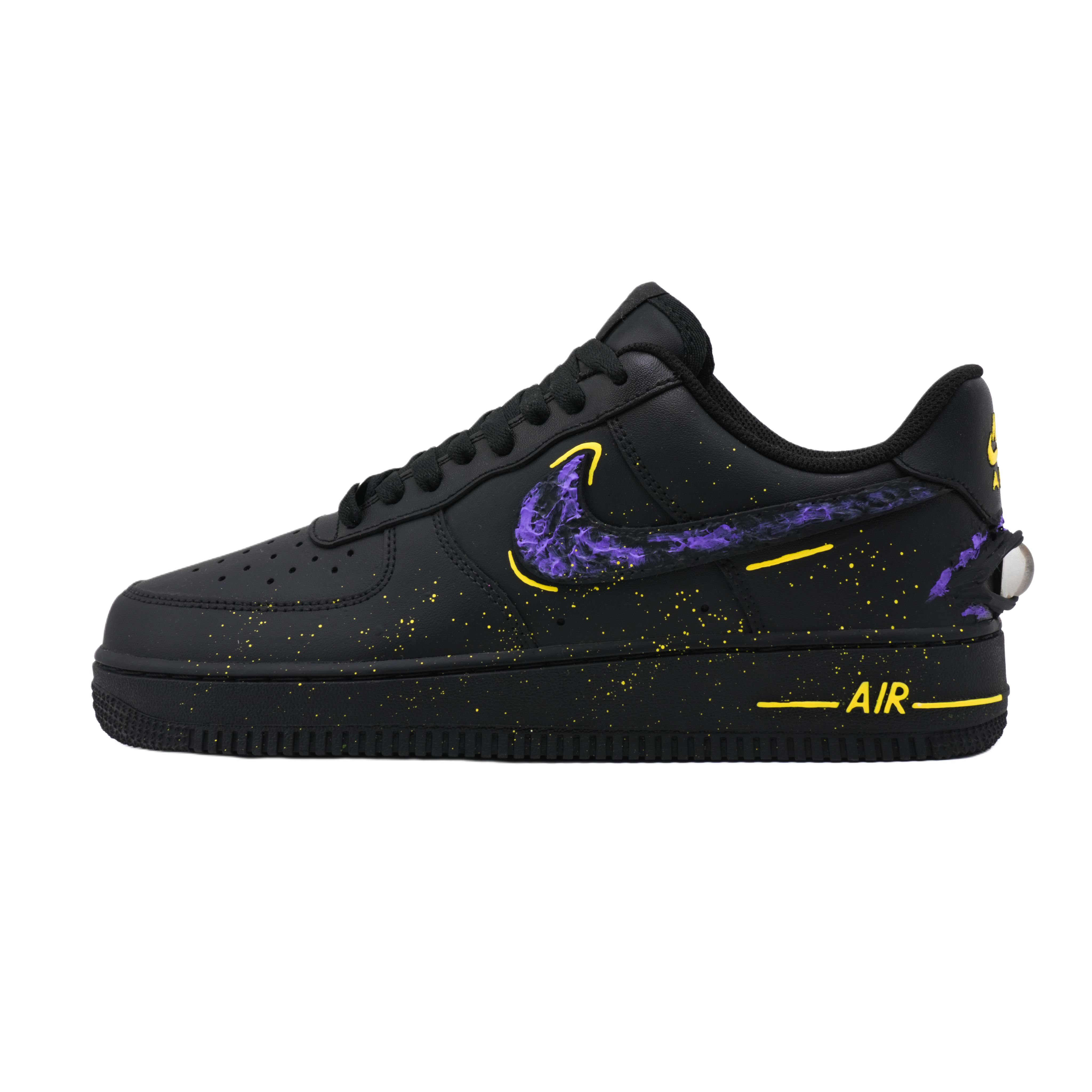 

Кроссовки Air Force 1 Low top Skateboard Unisex черные фиолетовые желтые Nike, фиолетовый Flame