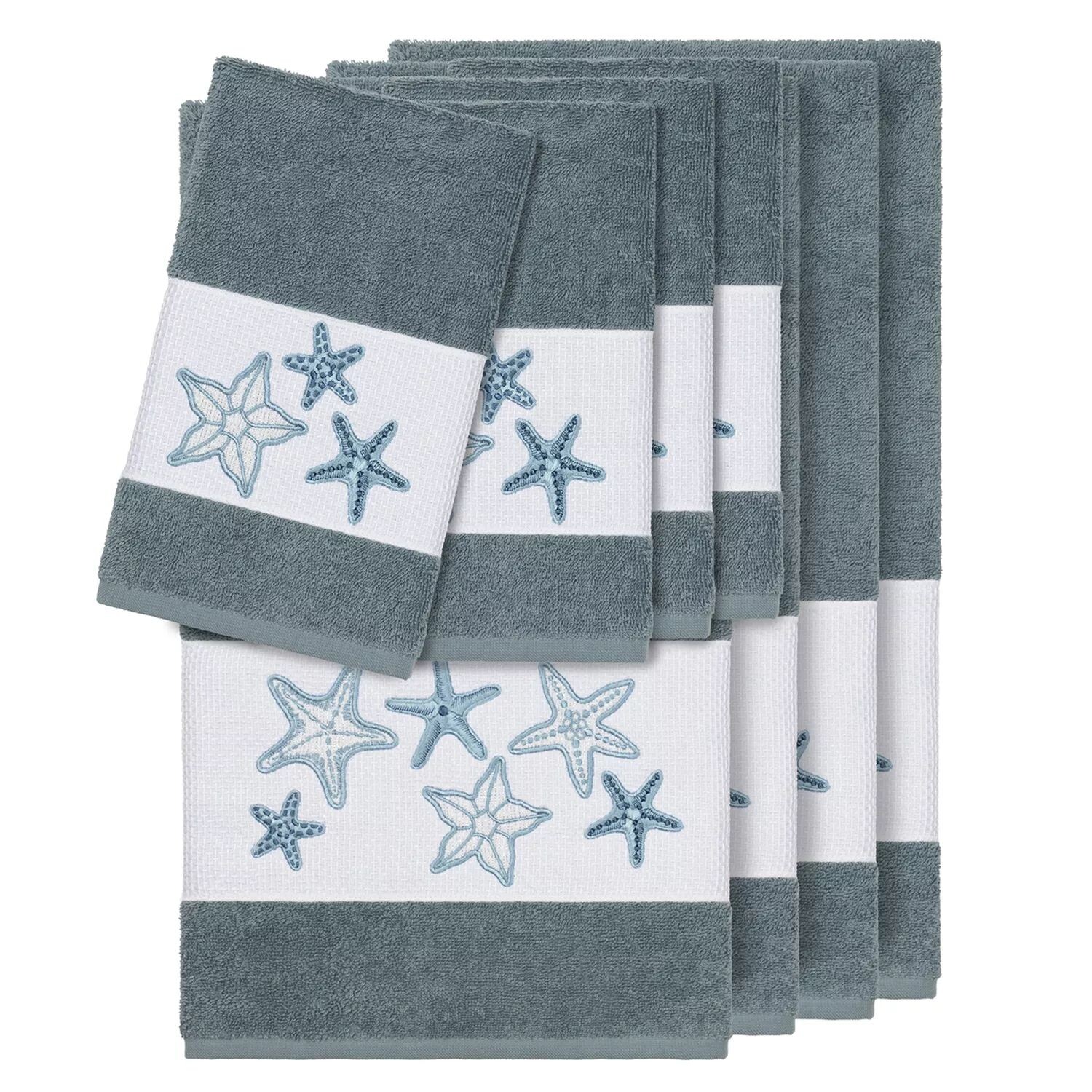 

Linum Home Textiles Набор украшенных банных полотенец Lydia из 8 предметов, голубой