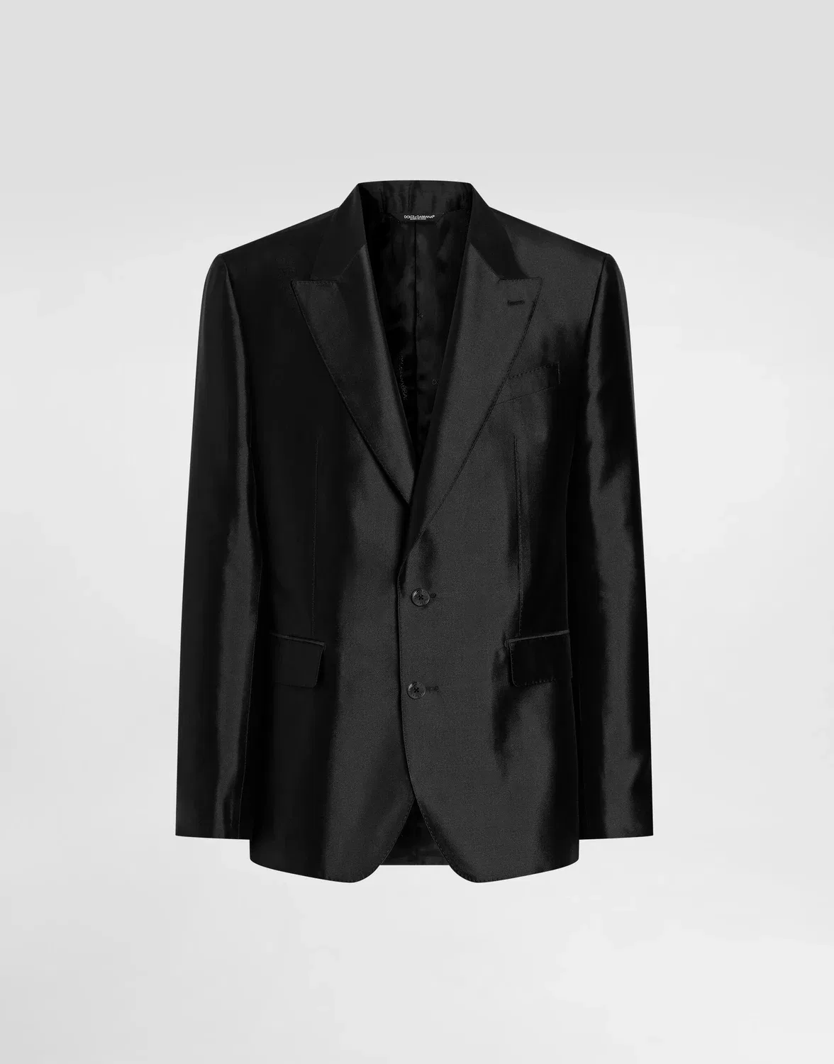 Легкий однобортный жакет из шелка микадо Sicilia Dolce & Gabbana, черный